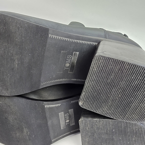 TOMS Esme Leather Ankle Boots Booties Black Womens size W9 - Picture 14 of 16